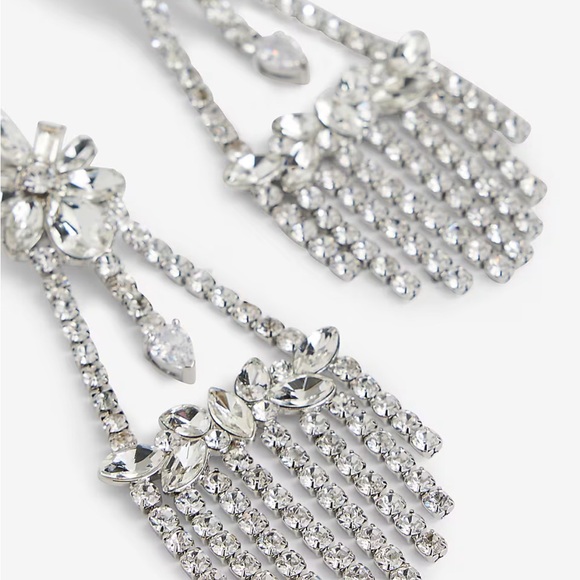 Express Rhinestone Embellished Chandelier Drop Earrings - Picture 4 of 14